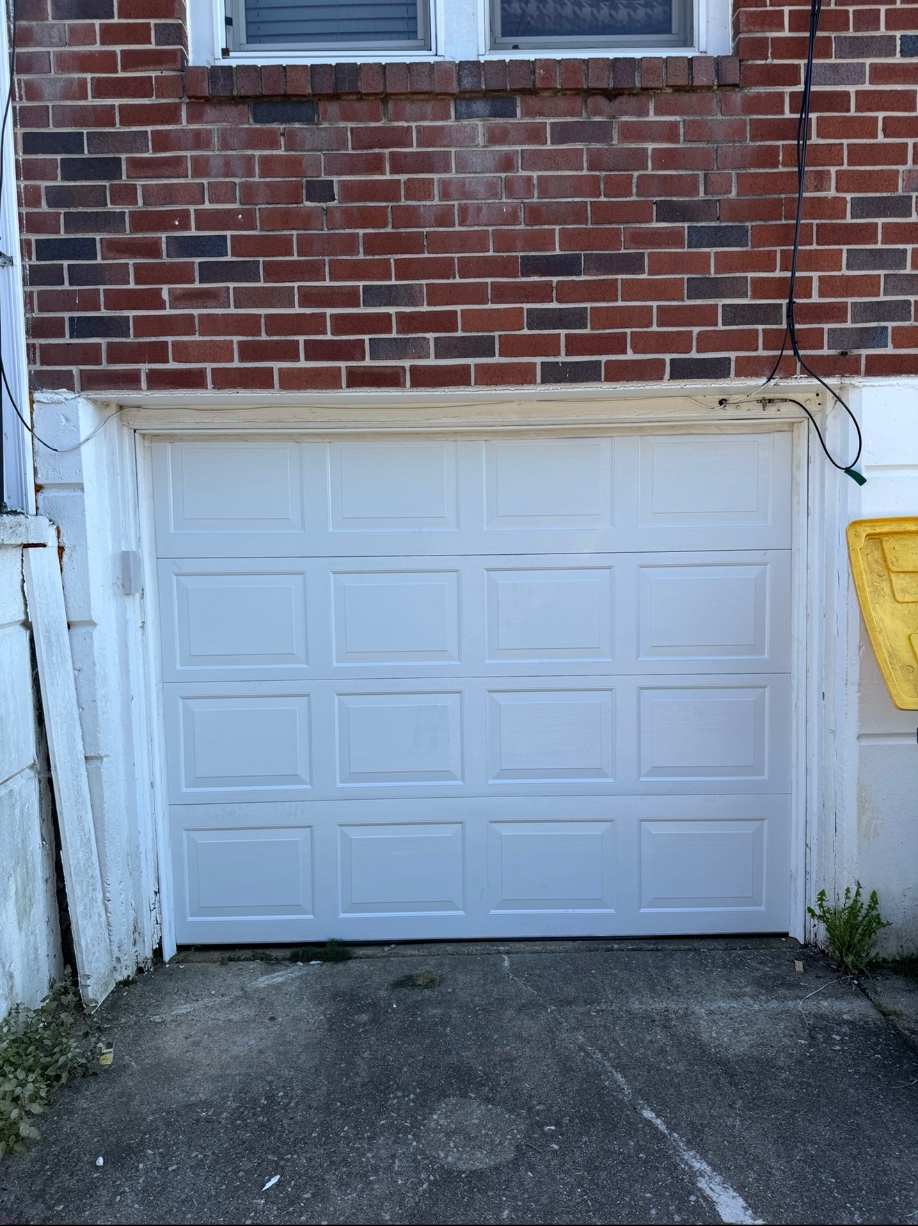 White garage door installation